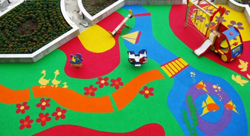 Резиновое покрытие для детских площадок яркое и разноцветное